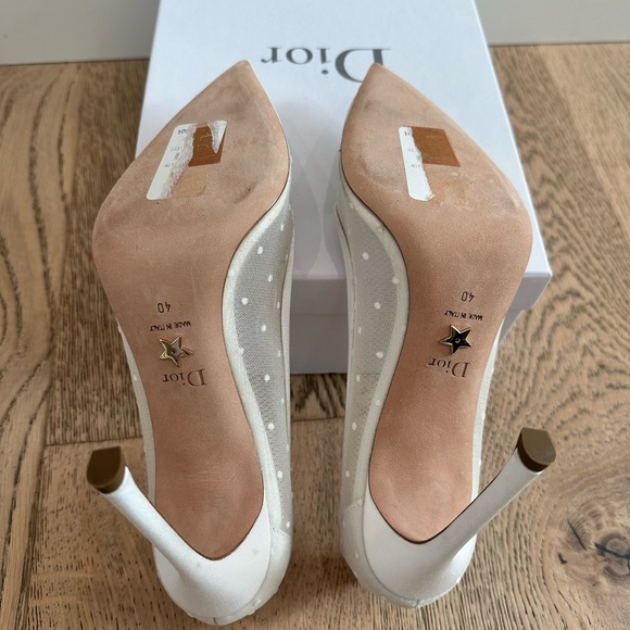 Dior White Mesh Polka Dot D-Moi Pointed Toe Pumps - Picture 3 of 5